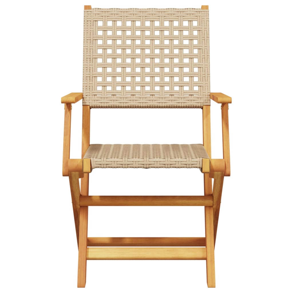 Tuinstoelen 2 st massief acaciahout en poly rattan beige is nu te koop bij PeponiXL, paradijselijk wonen!