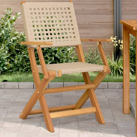 Tuinstoelen 2 st massief acaciahout en poly rattan beige is nu te koop bij PeponiXL, paradijselijk wonen!