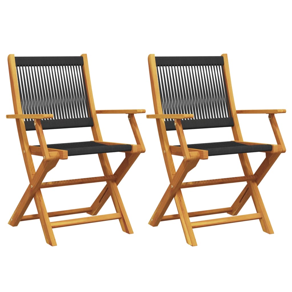 Tuinstoelen 2 st massief acaciahout en polypropeen zwart is nu te koop bij PeponiXL, paradijselijk wonen!