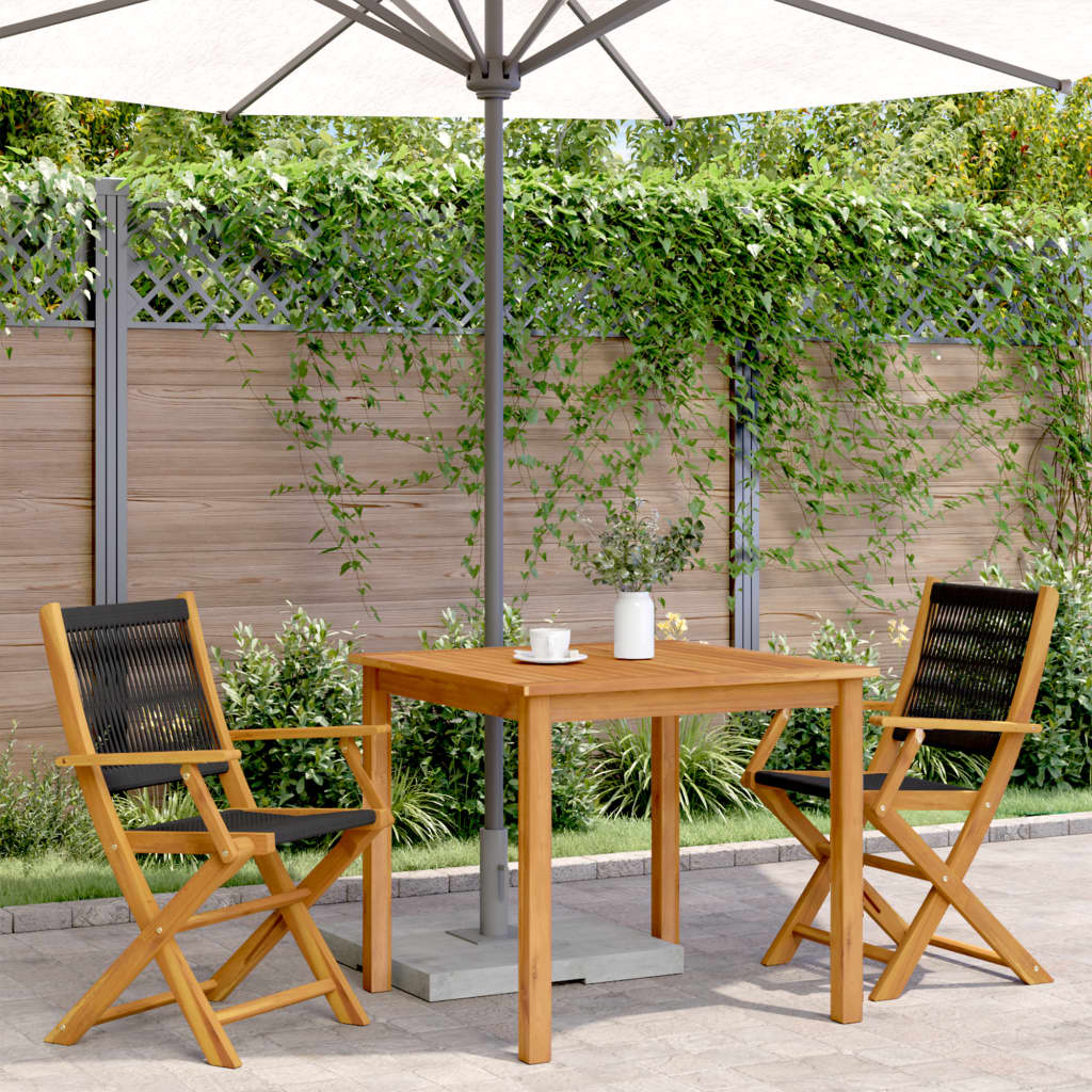 Tuinstoelen 2 st massief acaciahout en polypropeen zwart is nu te koop bij PeponiXL, paradijselijk wonen!