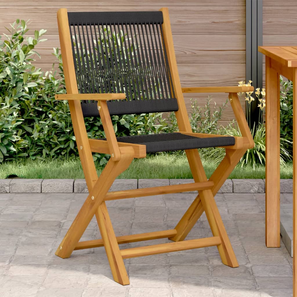 Tuinstoelen 2 st massief acaciahout en polypropeen zwart is nu te koop bij PeponiXL, paradijselijk wonen!