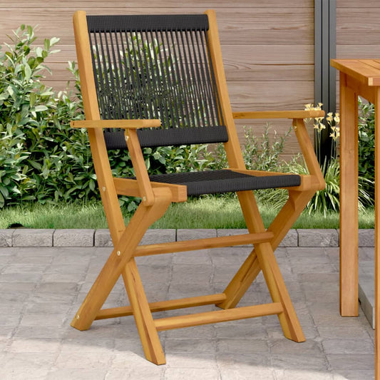 Tuinstoelen 2 st massief acaciahout en polypropeen zwart is nu te koop bij PeponiXL, paradijselijk wonen!