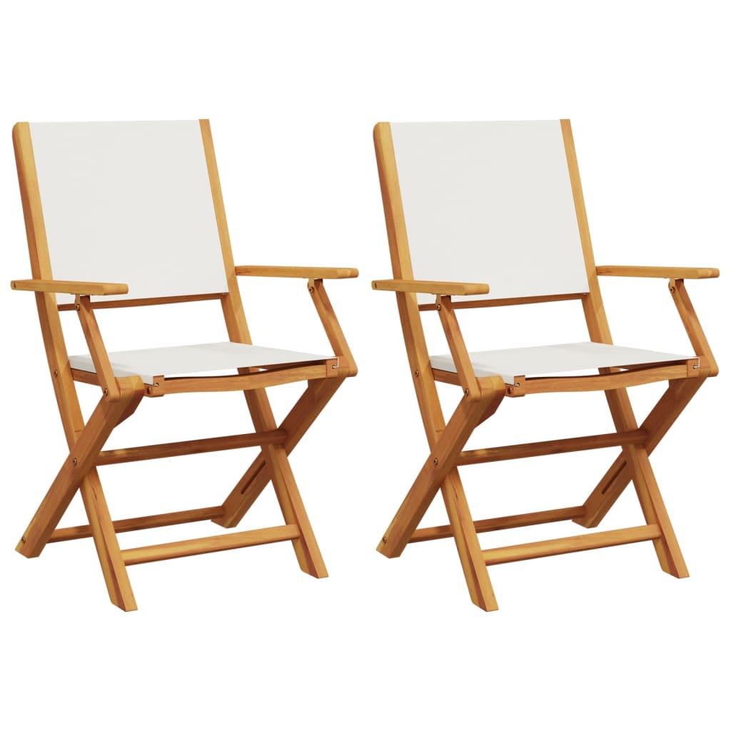 Tuinstoelen 2 st inklapbaar acaciahout en stof crèmewit is nu te koop bij PeponiXL, paradijselijk wonen!
