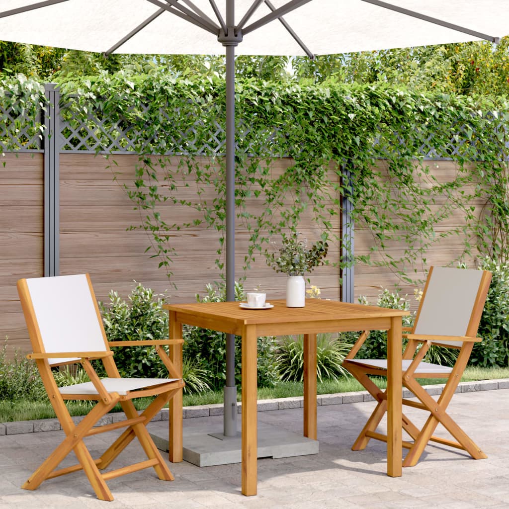 Tuinstoelen 2 st inklapbaar acaciahout en stof crèmewit is nu te koop bij PeponiXL, paradijselijk wonen!