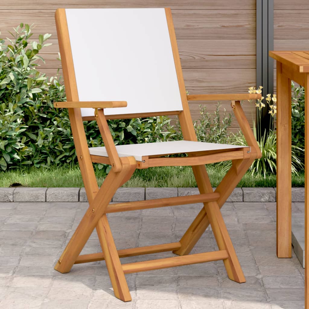 Tuinstoelen 2 st inklapbaar acaciahout en stof crèmewit is nu te koop bij PeponiXL, paradijselijk wonen!