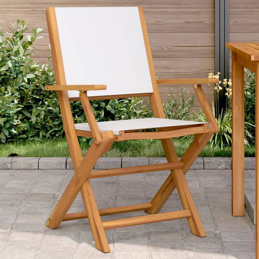 Tuinstoelen 2 st inklapbaar acaciahout en stof crèmewit is nu te koop bij PeponiXL, paradijselijk wonen!