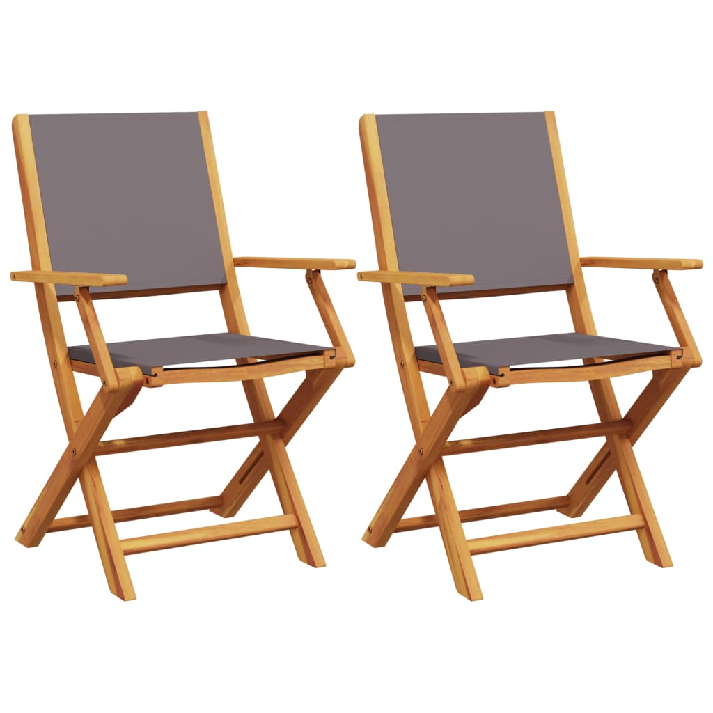 Tuinstoelen 2 st inklapbaar acaciahout en stof antracietkleurig is nu te koop bij PeponiXL, paradijselijk wonen!