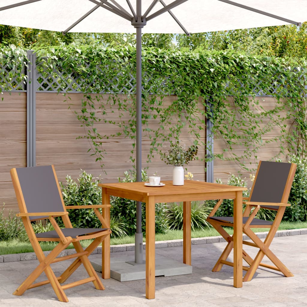 Tuinstoelen 2 st inklapbaar acaciahout en stof antracietkleurig is nu te koop bij PeponiXL, paradijselijk wonen!