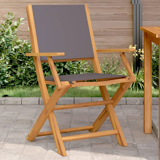 Tuinstoelen 2 st inklapbaar acaciahout en stof antracietkleurig is nu te koop bij PeponiXL, paradijselijk wonen!
