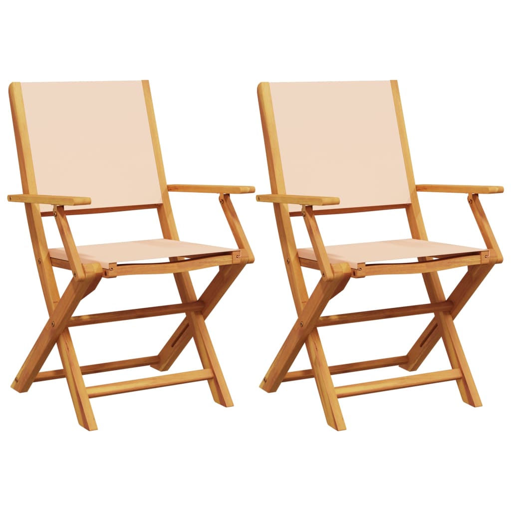 Tuinstoelen 2 st massief acaciahout en stof beige is nu te koop bij PeponiXL, paradijselijk wonen!