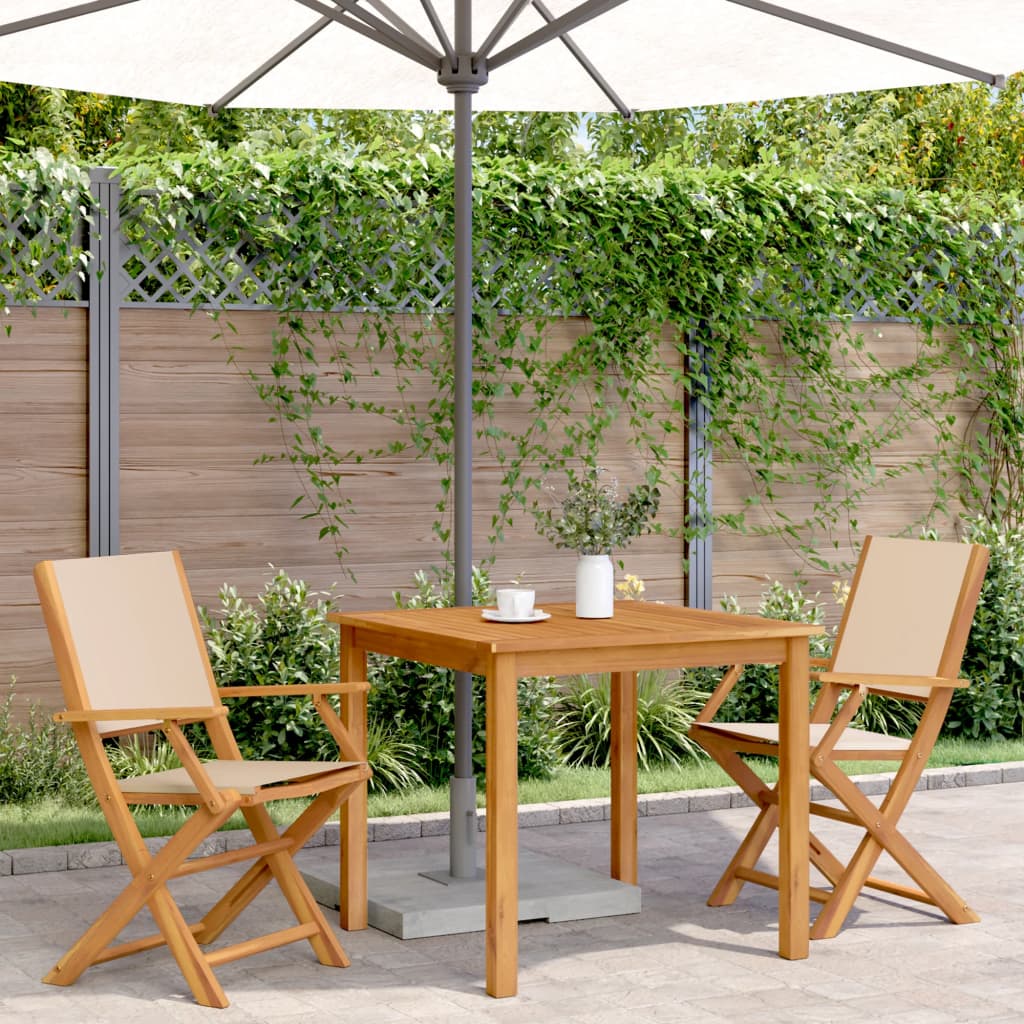 Tuinstoelen 2 st massief acaciahout en stof beige is nu te koop bij PeponiXL, paradijselijk wonen!