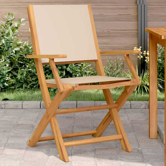 Tuinstoelen 2 st massief acaciahout en stof beige is nu te koop bij PeponiXL, paradijselijk wonen!