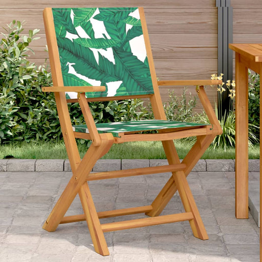 Tuinstoelen 2 st bladpatroon massief acaciahout en stof is nu te koop bij PeponiXL, paradijselijk wonen!