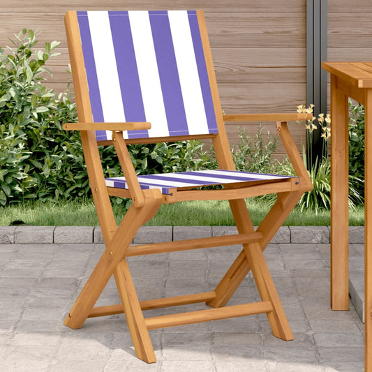 Tuinstoelen 2 st massief acaciahout en stof blauw en wit is nu te koop bij PeponiXL, paradijselijk wonen!