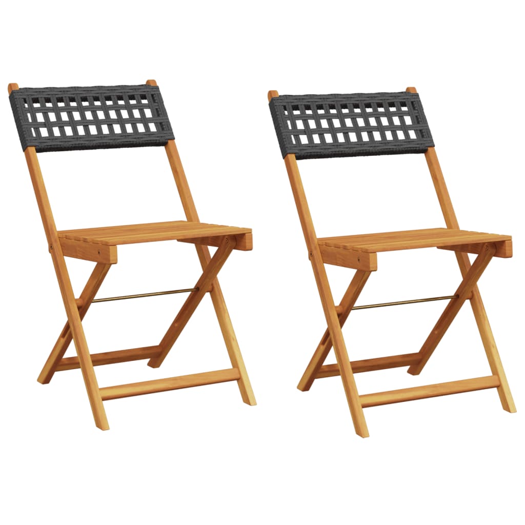 Bistrostoelen 2 st massief acaciahout en poly rattan zwart is nu te koop bij PeponiXL, paradijselijk wonen!
