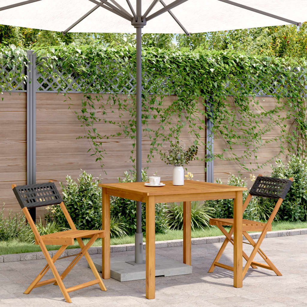 Bistrostoelen 2 st massief acaciahout en poly rattan zwart is nu te koop bij PeponiXL, paradijselijk wonen!