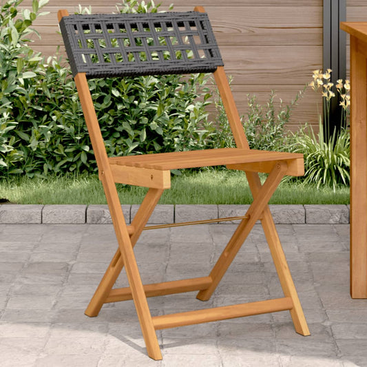Bistrostoelen 2 st massief acaciahout en poly rattan zwart is nu te koop bij PeponiXL, paradijselijk wonen!