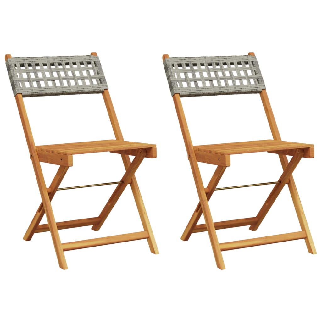 Bistrostoelen 2 st massief acaciahout en poly rattan grijs is nu te koop bij PeponiXL, paradijselijk wonen!