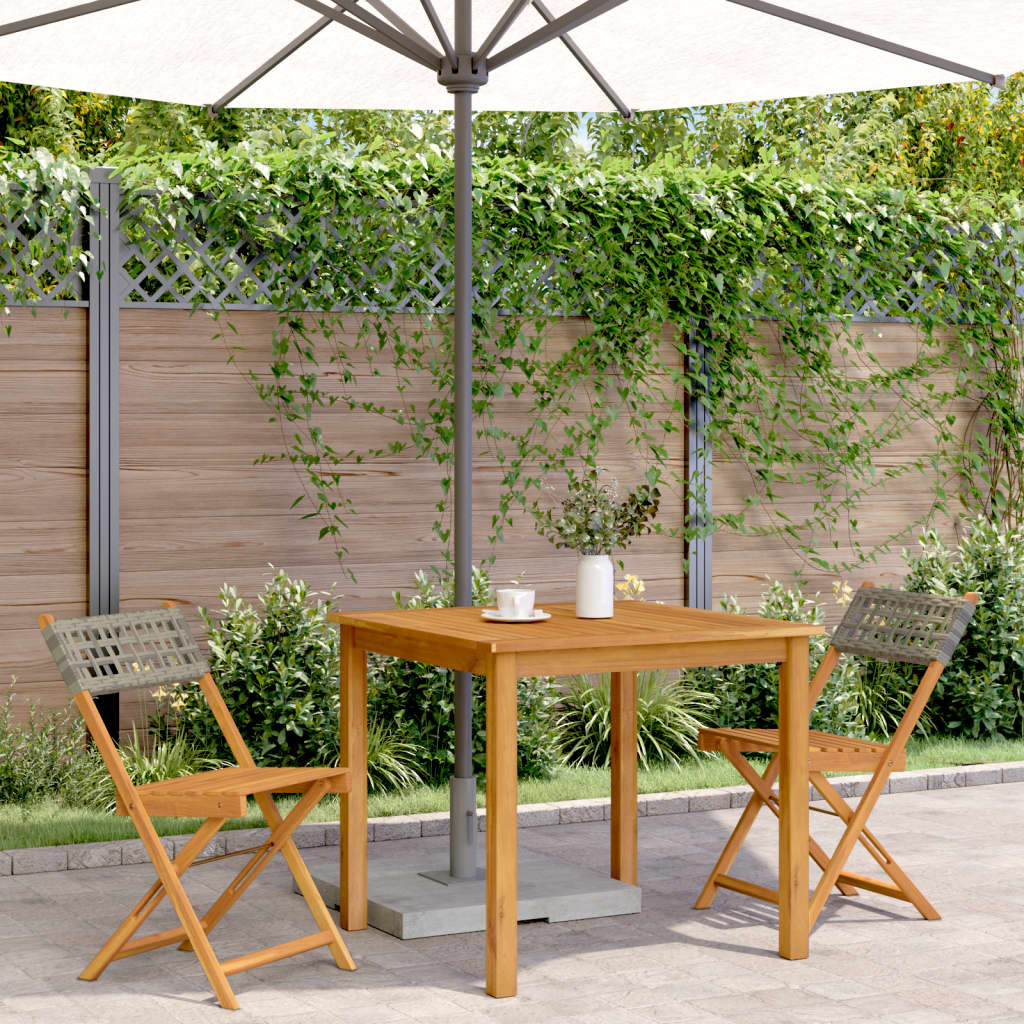 Bistrostoelen 2 st massief acaciahout en poly rattan grijs is nu te koop bij PeponiXL, paradijselijk wonen!