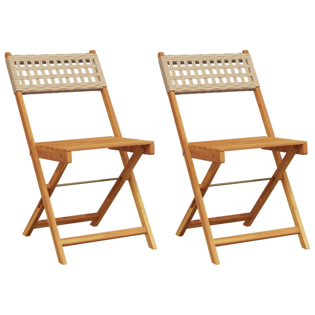 Bistrostoelen 2 st massief acaciahout en poly rattan beige is nu te koop bij PeponiXL, paradijselijk wonen!