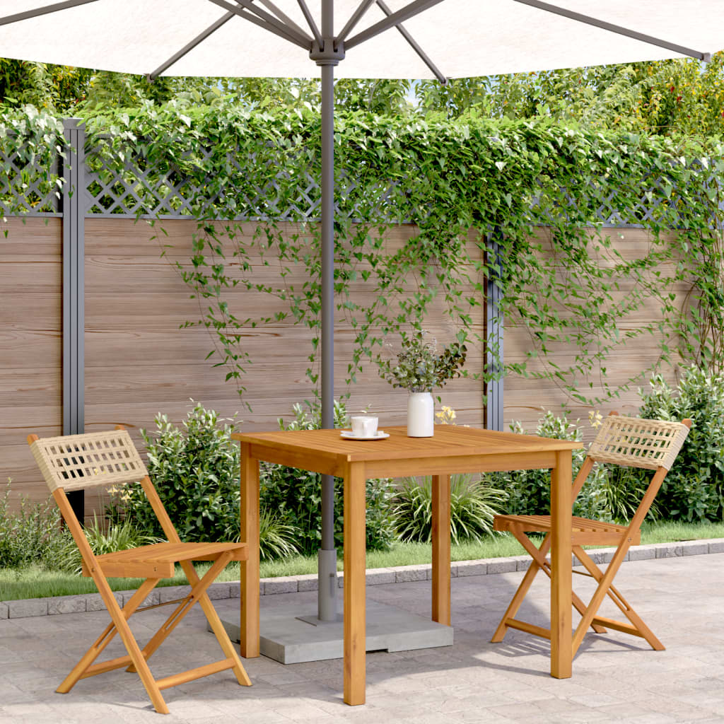 Bistrostoelen 2 st massief acaciahout en poly rattan beige is nu te koop bij PeponiXL, paradijselijk wonen!