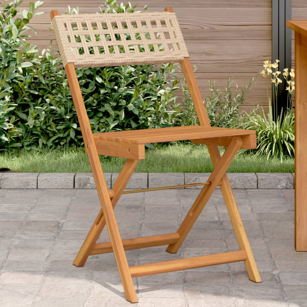 Bistrostoelen 2 st massief acaciahout en poly rattan beige is nu te koop bij PeponiXL, paradijselijk wonen!