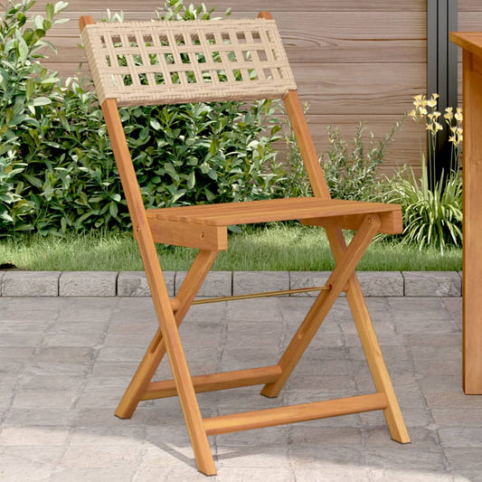 Bistrostoelen 2 st massief acaciahout en poly rattan beige is nu te koop bij PeponiXL, paradijselijk wonen!
