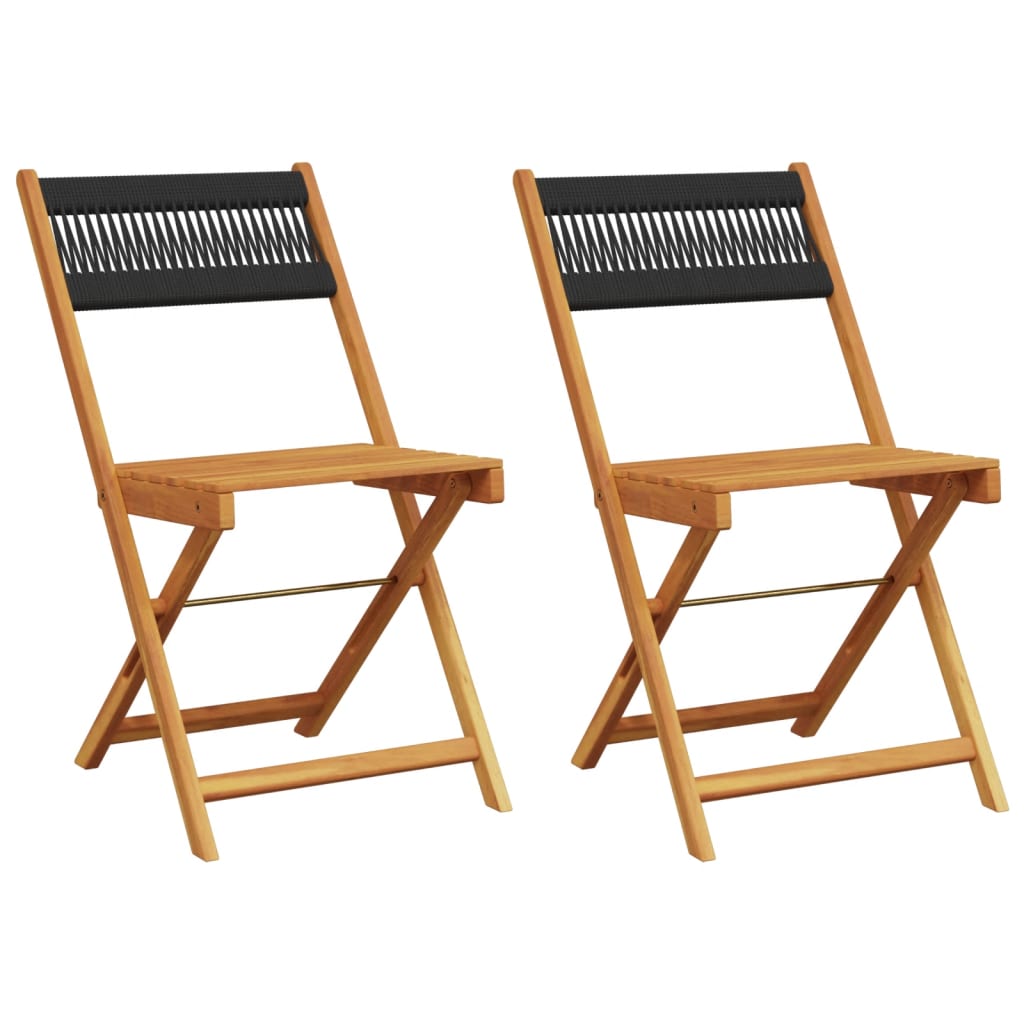 Bistrostoelen 2 st massief acaciahout en touw zwart is nu te koop bij PeponiXL, paradijselijk wonen!