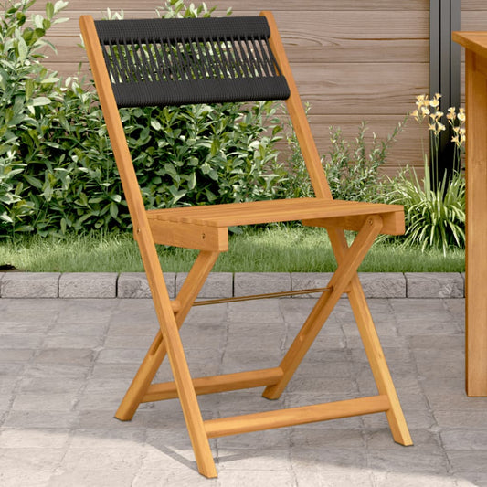 Bistrostoelen 2 st massief acaciahout en touw zwart is nu te koop bij PeponiXL, paradijselijk wonen!
