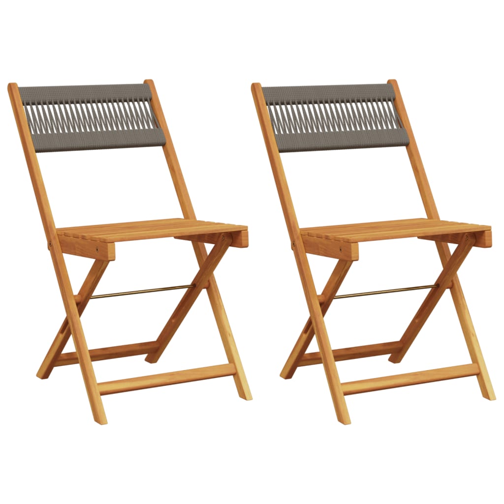 Bistrostoelen 2 st massief acaciahout en touw grijs is nu te koop bij PeponiXL, paradijselijk wonen!