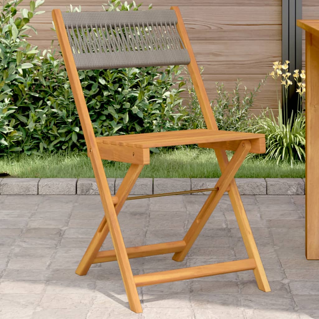 Bistrostoelen 2 st massief acaciahout en touw grijs is nu te koop bij PeponiXL, paradijselijk wonen!
