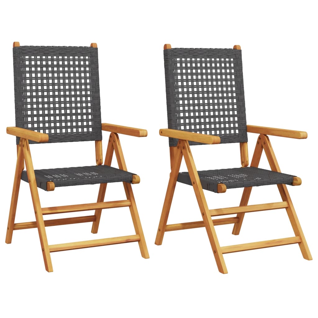 Tuinstoelen 2 st massief acaciahout en poly rattan zwart is nu te koop bij PeponiXL, paradijselijk wonen!