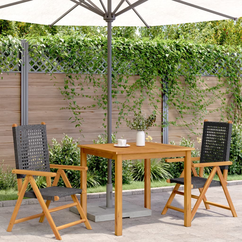 Tuinstoelen 2 st massief acaciahout en poly rattan zwart is nu te koop bij PeponiXL, paradijselijk wonen!