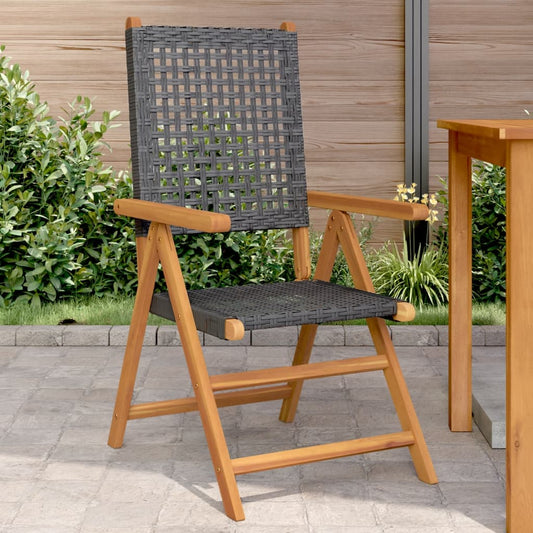 Tuinstoelen 2 st massief acaciahout en poly rattan zwart is nu te koop bij PeponiXL, paradijselijk wonen!