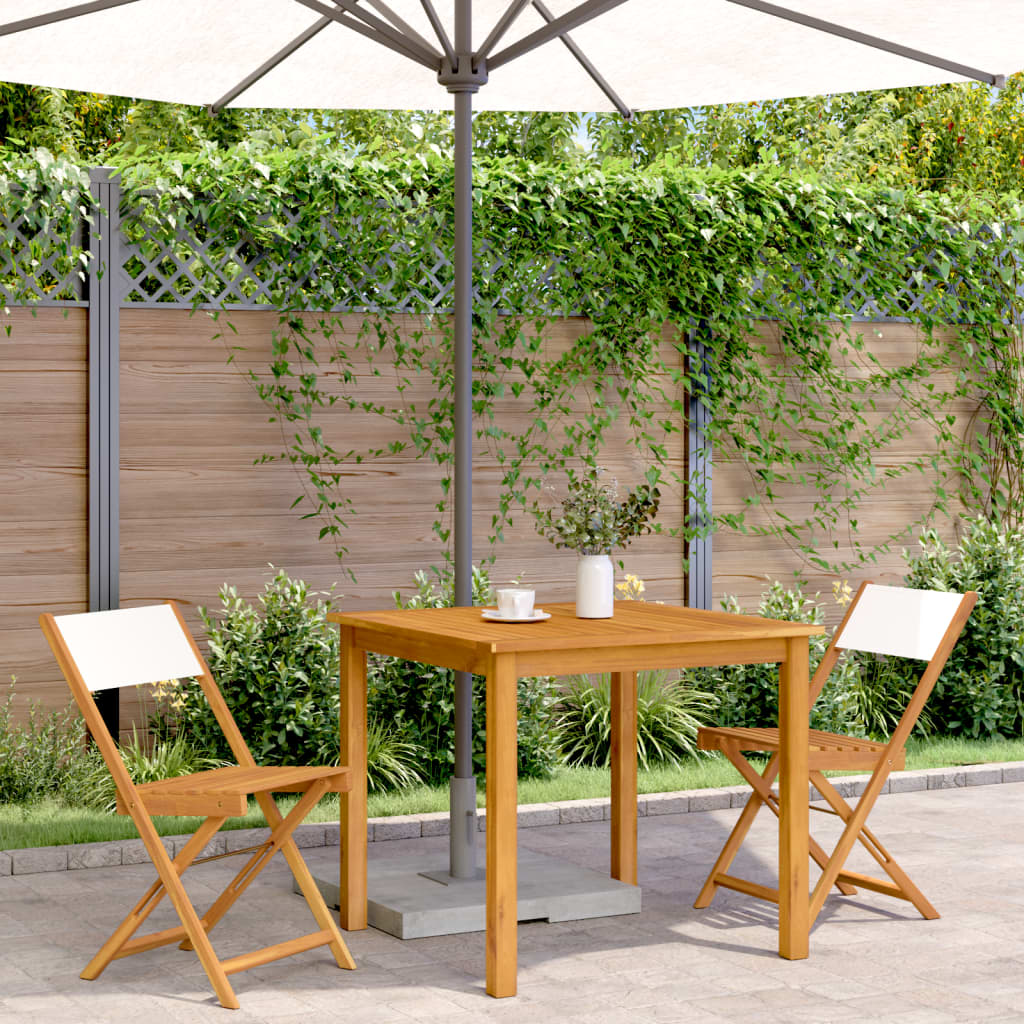 Bistrostoelen 2 st massief acaciahout en stof crèmewit is nu te koop bij PeponiXL, paradijselijk wonen!