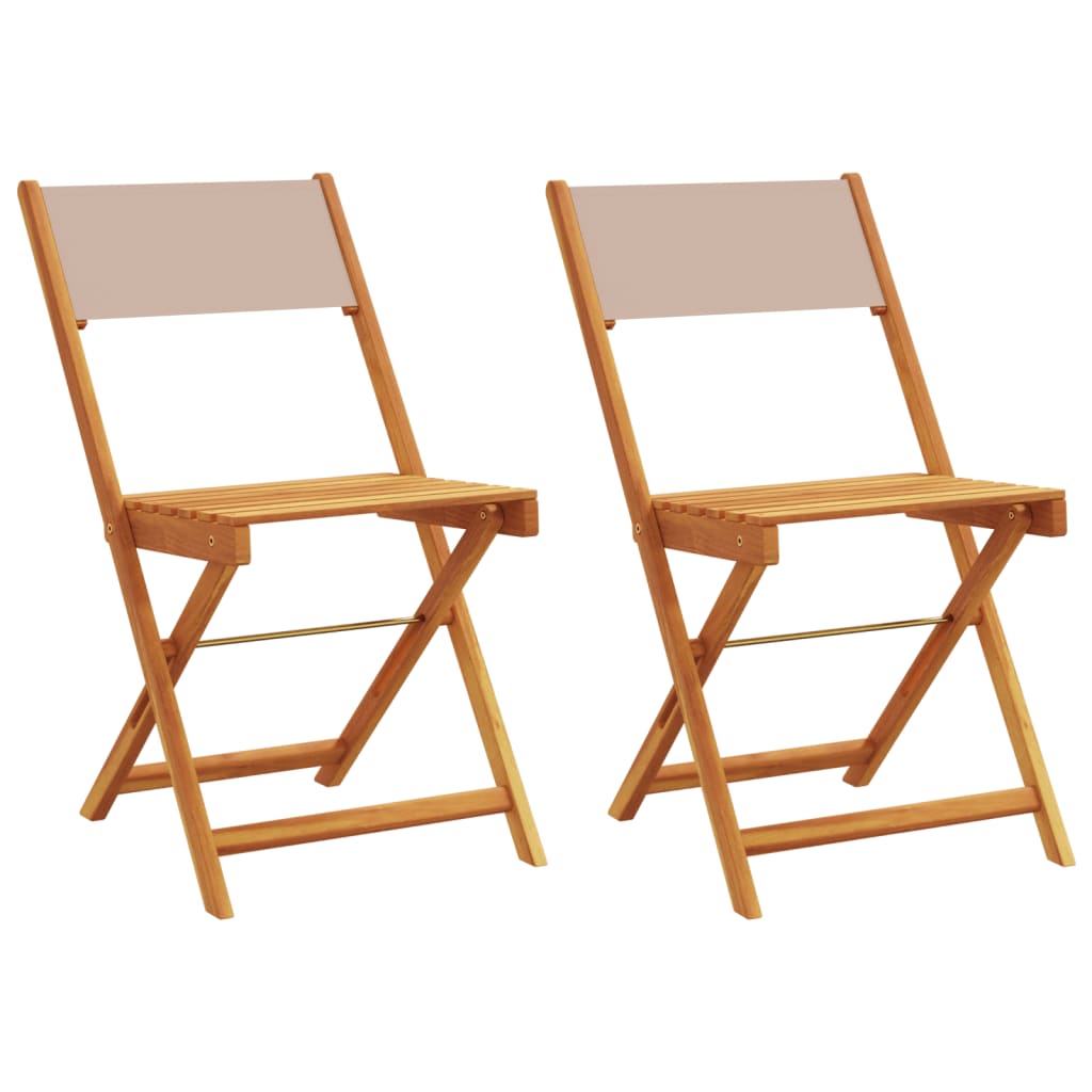 Bistrostoelen 2 st massief acaciahout en stof taupe is nu te koop bij PeponiXL, paradijselijk wonen!