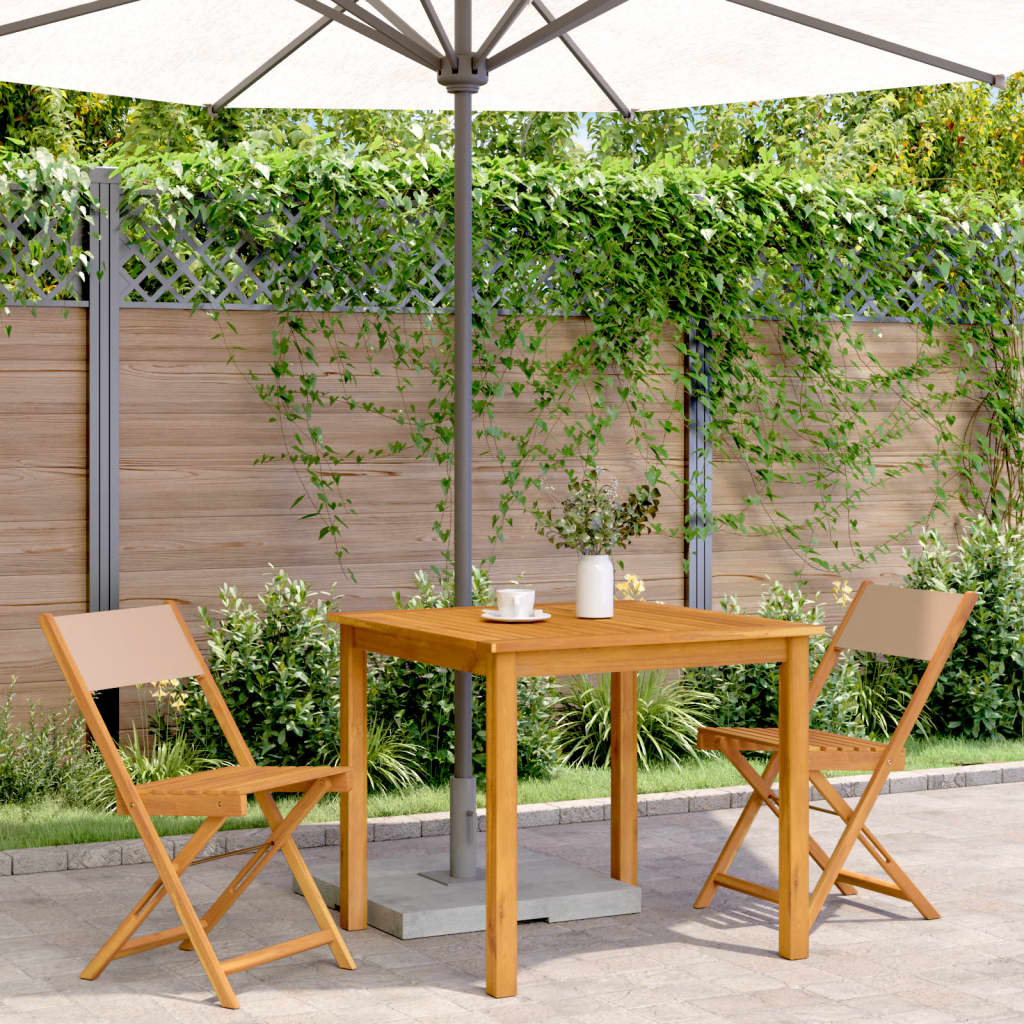 Bistrostoelen 2 st massief acaciahout en stof taupe is nu te koop bij PeponiXL, paradijselijk wonen!