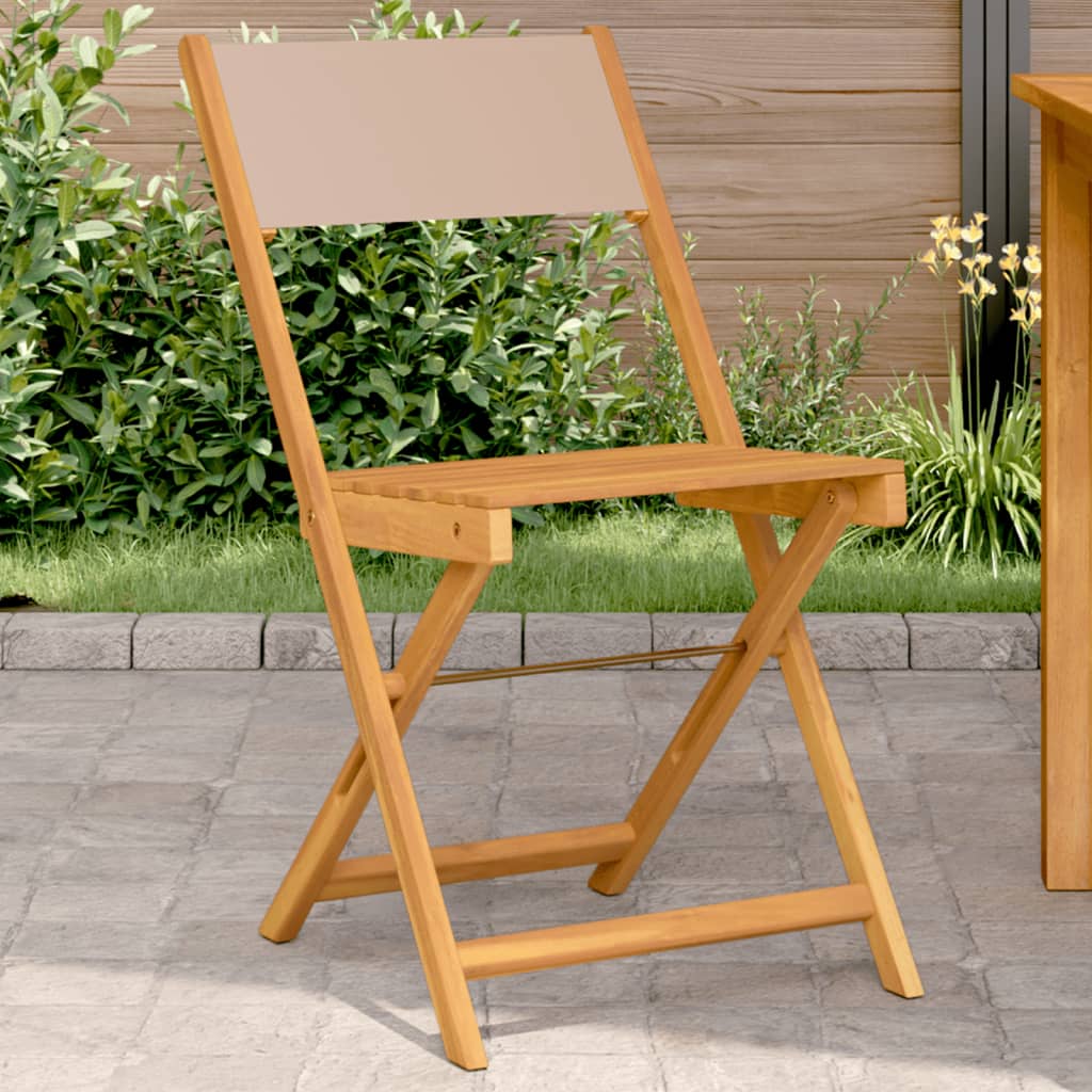 Bistrostoelen 2 st massief acaciahout en stof taupe is nu te koop bij PeponiXL, paradijselijk wonen!