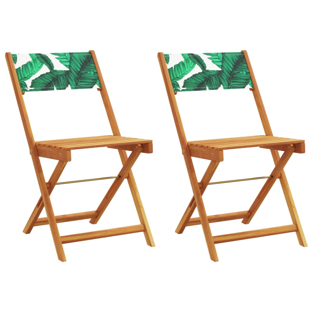 Bistrostoelen 2 st bladpatroon massief acaciahout en stof is nu te koop bij PeponiXL, paradijselijk wonen!