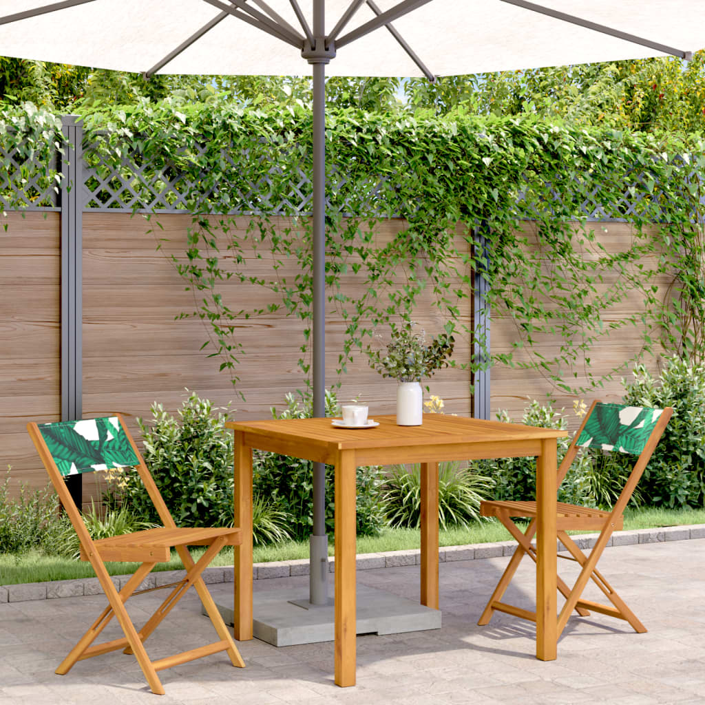 Bistrostoelen 2 st bladpatroon massief acaciahout en stof is nu te koop bij PeponiXL, paradijselijk wonen!