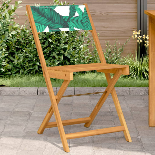 Bistrostoelen 2 st bladpatroon massief acaciahout en stof is nu te koop bij PeponiXL, paradijselijk wonen!