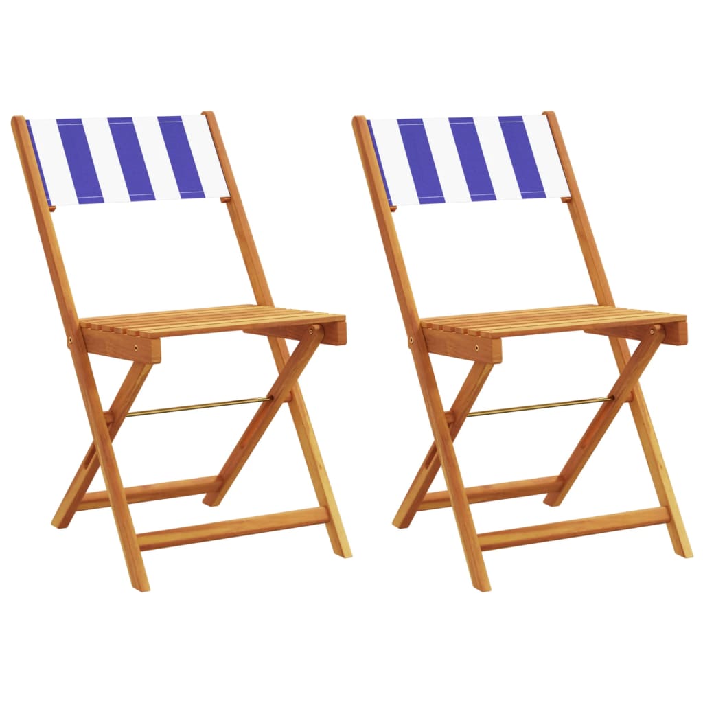 Bistrostoelen 2 st massief acaciahout en stof blauw en wit is nu te koop bij PeponiXL, paradijselijk wonen!