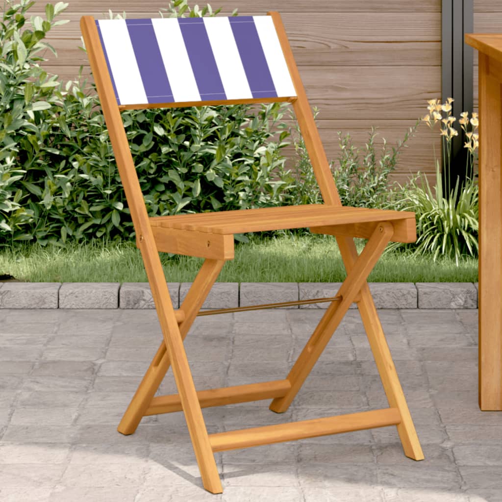 Bistrostoelen 2 st massief acaciahout en stof blauw en wit is nu te koop bij PeponiXL, paradijselijk wonen!