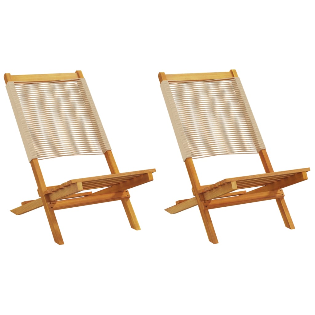 Tuinstoelen 2 st massief acaciahout en polypropeen beige is nu te koop bij PeponiXL, paradijselijk wonen!