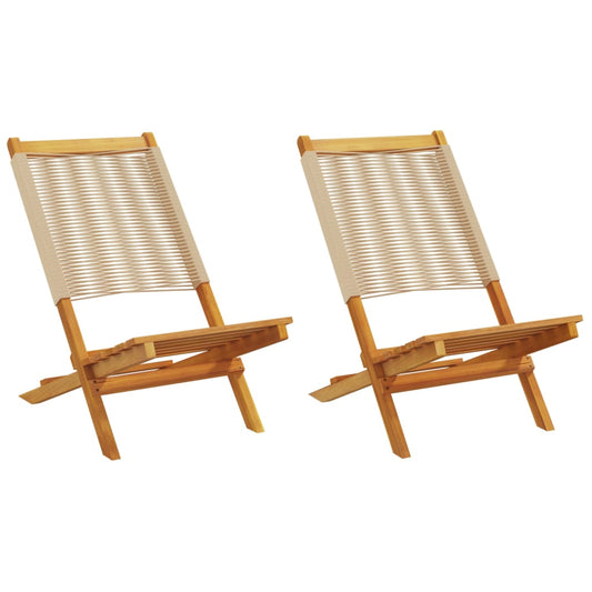 Tuinstoelen 2 st massief acaciahout en polypropeen beige is nu te koop bij PeponiXL, paradijselijk wonen!