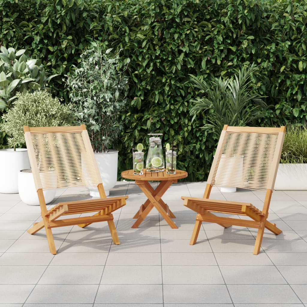 Tuinstoelen 2 st massief acaciahout en polypropeen beige is nu te koop bij PeponiXL, paradijselijk wonen!