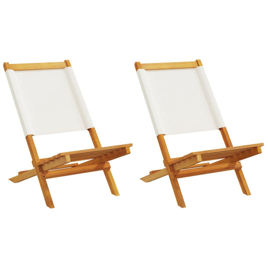 Tuinstoelen 2 st inklapbaar acaciahout en stof crèmewit is nu te koop bij PeponiXL, paradijselijk wonen!
