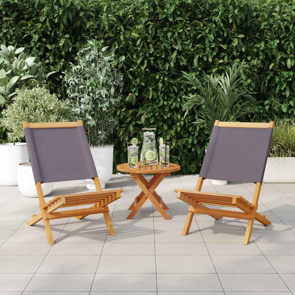 Tuinstoelen 2 st inklapbaar acaciahout en stof antracietkleurig is nu te koop bij PeponiXL, paradijselijk wonen!