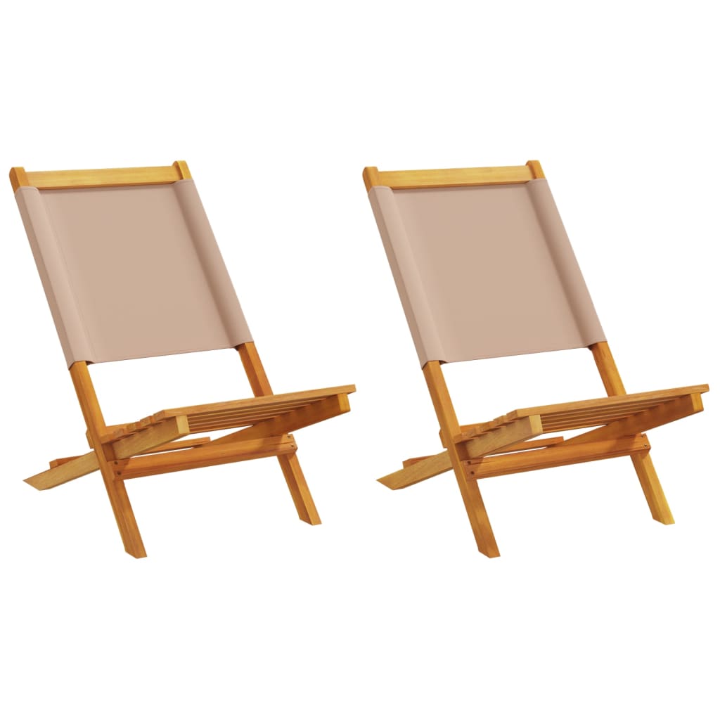 Tuinstoelen 2 st massief acaciahout en stof taupe is nu te koop bij PeponiXL, paradijselijk wonen!