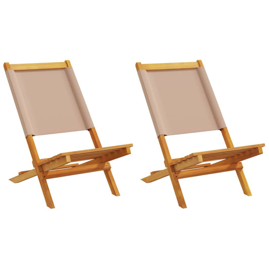 Tuinstoelen 2 st massief acaciahout en stof taupe is nu te koop bij PeponiXL, paradijselijk wonen!